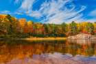 Canada-Ontario-Chutes Provincial Park Reflection on the Aux Sables River in autumn Art Print